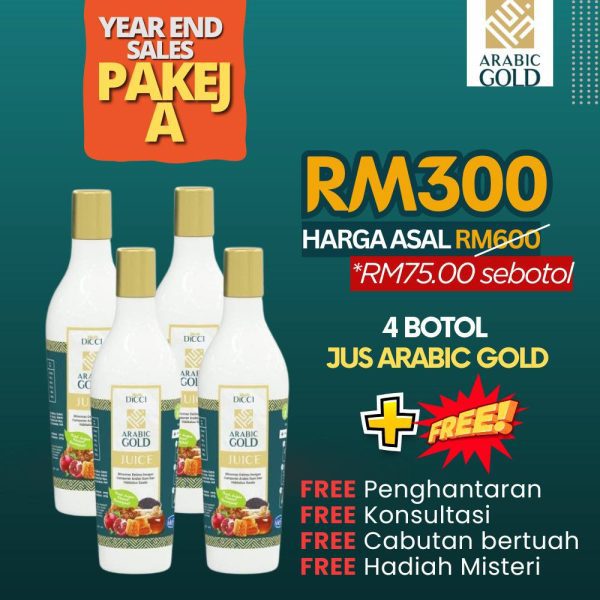 Pakej 4 Botol Jus Arabic Gold ( Free hadiah premium )